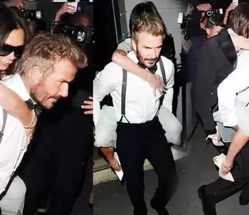 David Beckham, Victoria Beckham'ı sırtında taşıdı