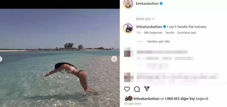 Kim Kardashian'ın tatil pozları sosyal medyada gündem oldu! 'Neden diz boyundaki suya dalıyor?'
